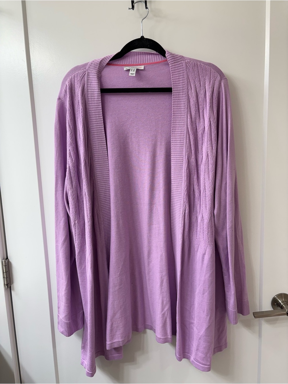 Isaac Mizrahi Live! Purple Novelty Stitch Swing Sweater Cardigan SZ 1X